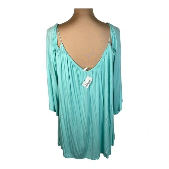 🩵‎ SAGE COLD SHOULDER TEAL DRESS NEW SMALL - Picture 3 of 6